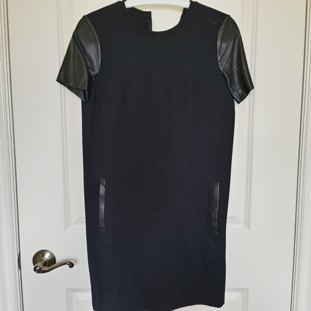 Club Monaco leather sleeves dress